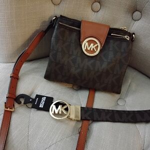 Michael Kors Brown and Black Crossbody Bag